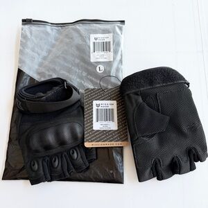 New MISSION MADE Fingerless Hellfox Tactical Gloves Men’s SIZE L Black